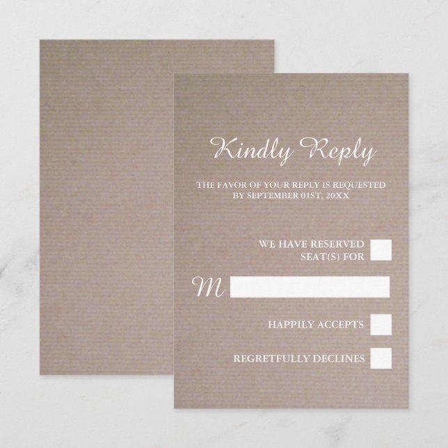Rustic Country Kraft Wedding RSVP Card (Front/Back)
