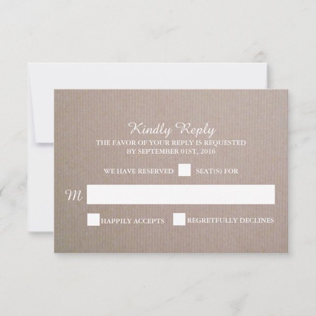 Rustic Country Kraft Wedding RSVP Card (Front)