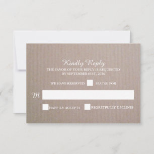 Rustic Country Kraft Wedding RSVP Card