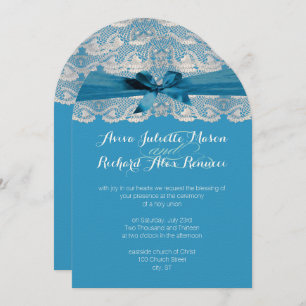 Rustic Country Lace Blue Wedding Invitations
