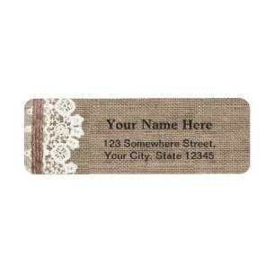 Rustic Country Laced Burlap Twine Return Address