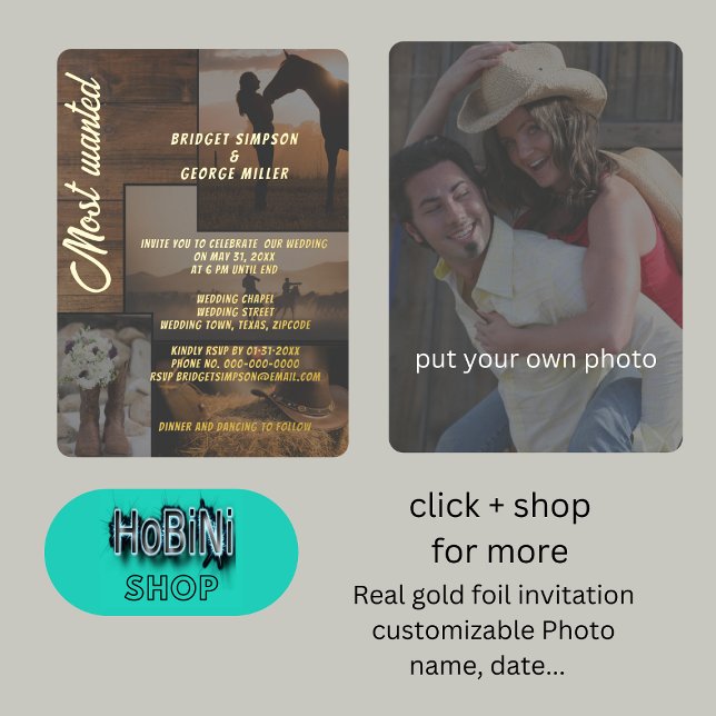 rustic country landscape collage wedding (rustic texas wild west collage wedding foil invitation)