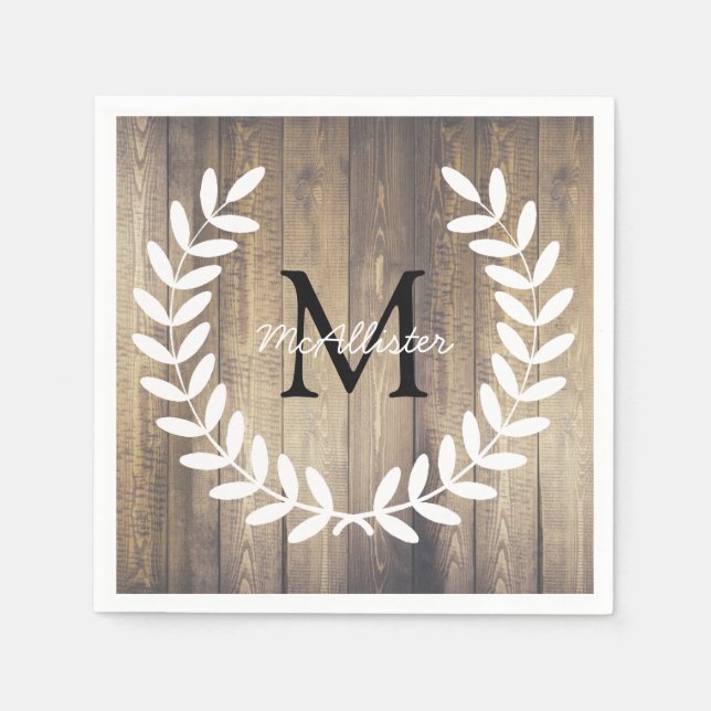 Rustic Country Laurels Barn Wood - Personalised Napkin (Front)