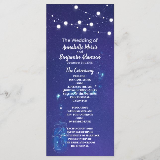 Rustic country lights mason jars wedding Program Programme (Front)