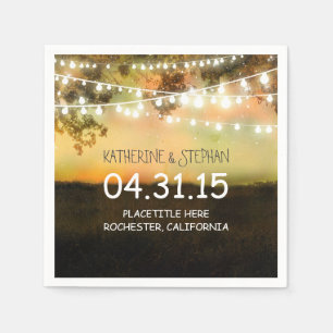 rustic country lights wedding paper napkins