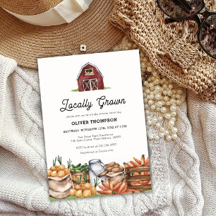 Rustic Country Locally Grown Veggie Baby Shower Invitation
