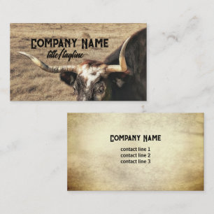 rustic country longhorn cow photography business card