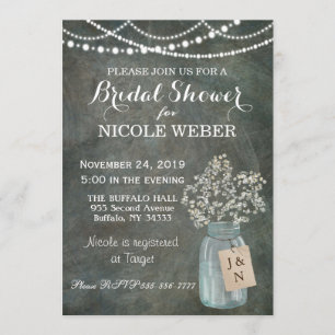 Rustic Country Mason Jar Barn Bridal Shower Invite
