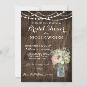 Rustic Country Mason Jar Barn Bridal Shower Invite