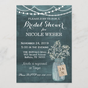 Rustic Country Mason Jar Barn Bridal Shower Invite