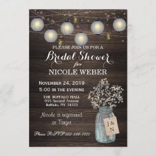 Rustic Country Mason Jar Barn Bridal Shower Invite