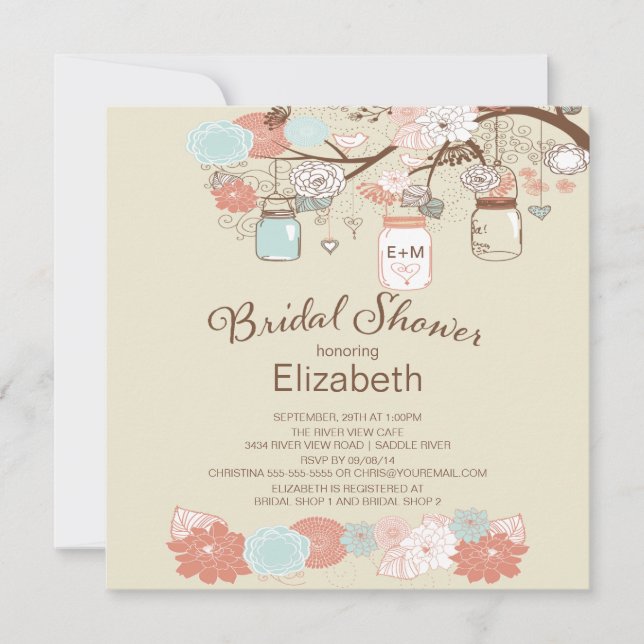 Rustic Country Mason Jar Bridal Shower Invitation (Front)
