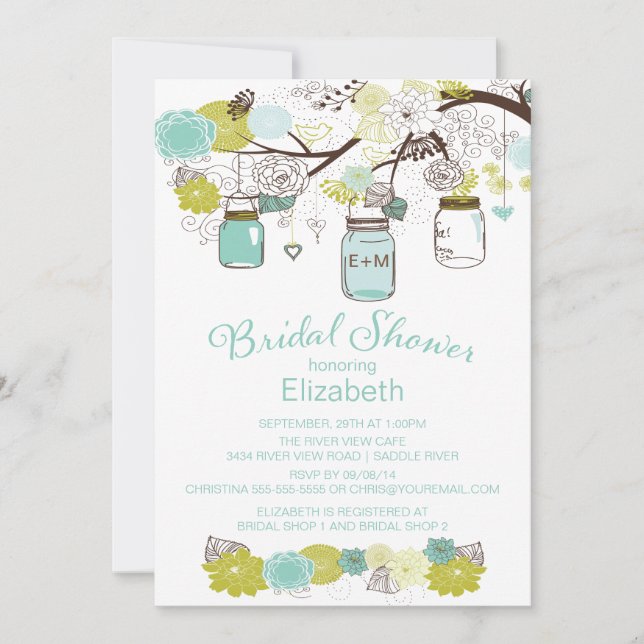 Rustic Country Mason Jar Bridal Shower Invitation (Front)