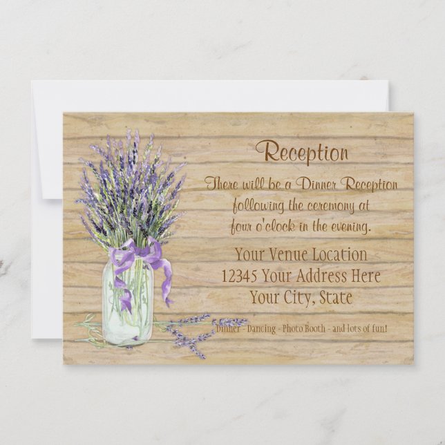 Rustic Country Mason Jar French Lavender Bouquet Invitation (Front)