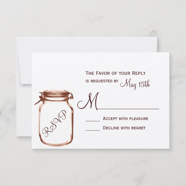 Rustic Country Mason Jar Wedding RSVP Cards (Front)