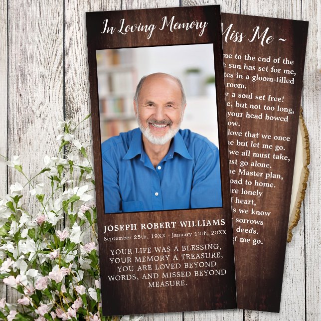 Rustic Country Memorial Poem Funeral Prayer Card (Creator Uploaded)