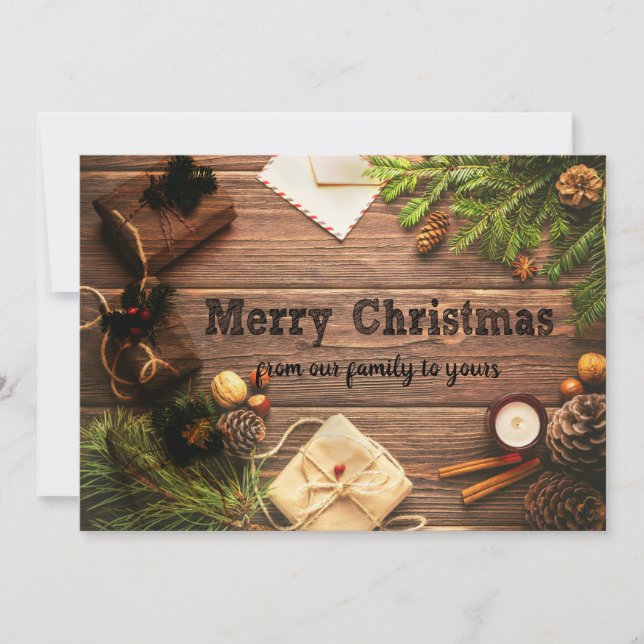 Rustic Country Merry-Christmas and Happy-New-Year Holiday Card (Front)