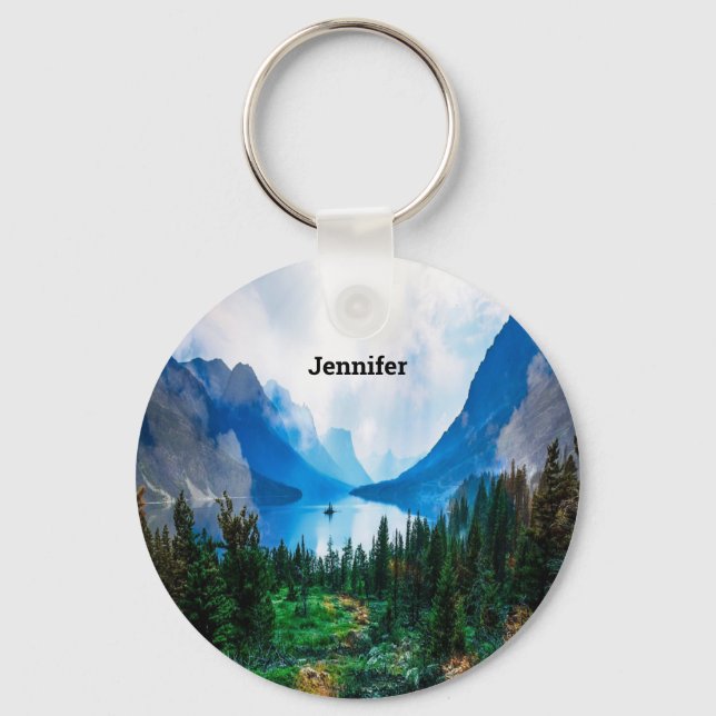 Rustic Country Mountains Nature Scene Photography Key Ring (Front)
