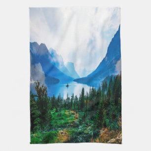 Rustic Country Mountains Nature Scene Photography Tea Towel