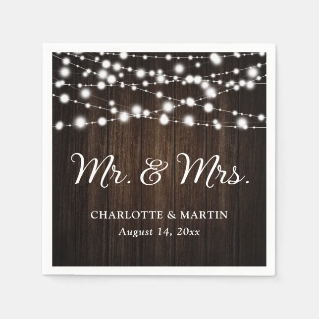 Rustic Country Mr and Mrs Wedding Napkins (Front)