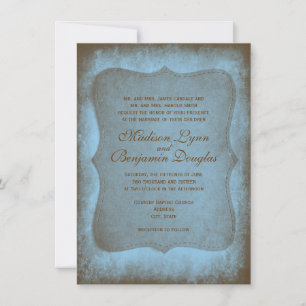 Rustic Country Muddy Blue Wedding Invitations
