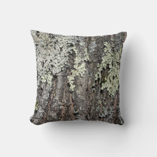 Rustic Country Nature Mossy Bark Oak Tree Photo Cushion