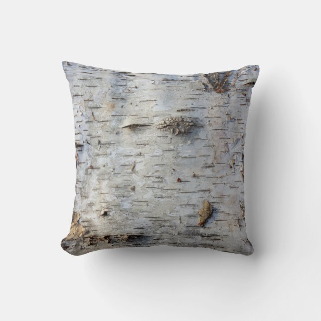 Rustic Country Nature Old Birch Bark Photo Cushion (Front)