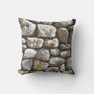 Rustic Country Nature Stone Wall Rocks Photo Cushion