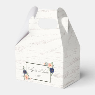 Rustic Country Navy Blue and Peach Floral Wedding Favour Box