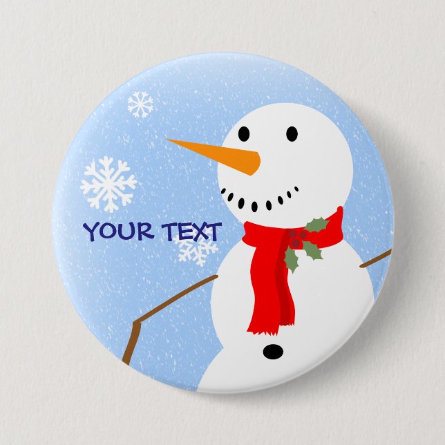 Rustic Country Old Fashioned Snowman 7.5 Cm Round Badge (Front)