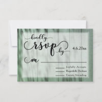 Rustic, Country Old Green Wood Wedding-Themed RSVP