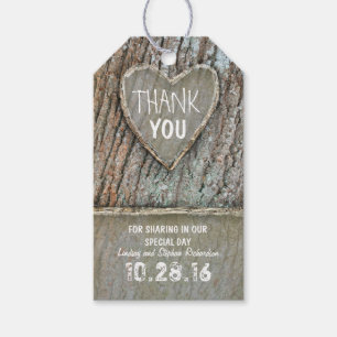 Rustic country old tree heart Thank You tags