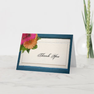 Rustic Country Painted Wood Daisies Thank You Card