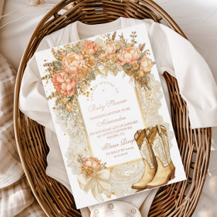 Rustic Country Peony Boots Baby Shower