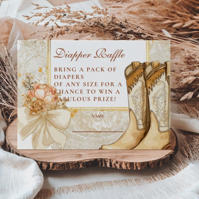 Rustic Country Peony Boots Diapper Raffle  Enclosure Card (Creator Uploaded)