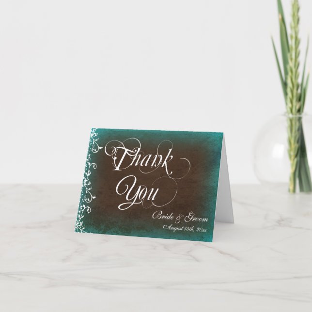 Rustic Country Personalised Wedding Thank You Card (Front)