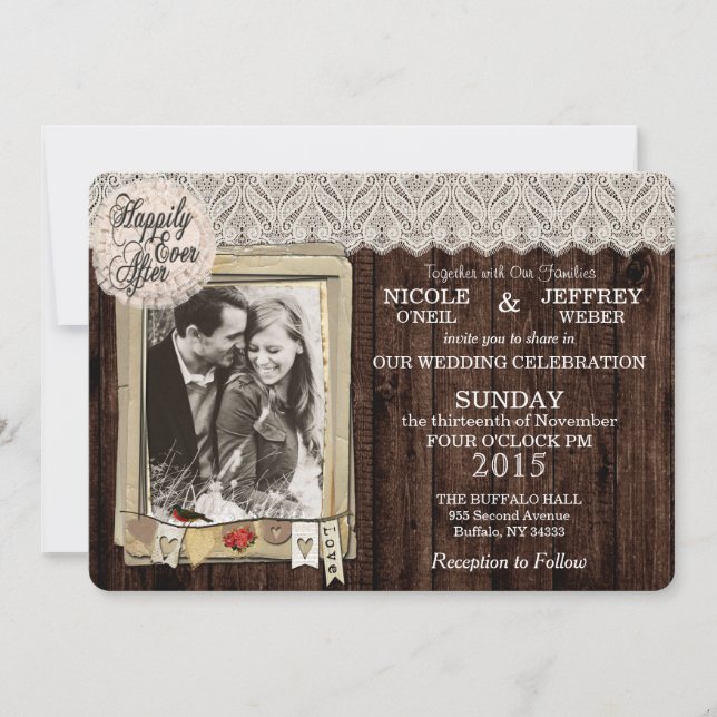 Rustic Country Photo Wedding Invitation (Front)