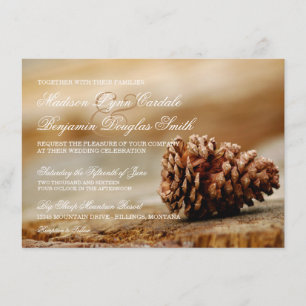 Rustic Country Pine Cone Wedding Invitations