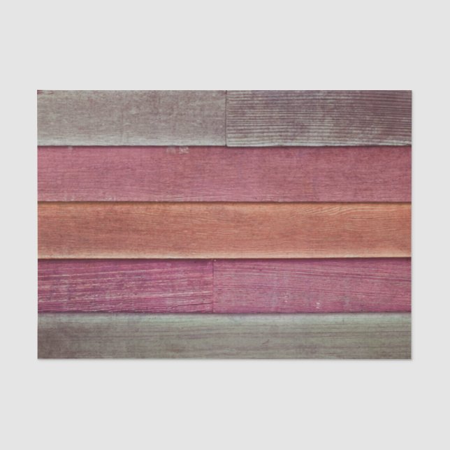 Rustic Country Pink Orange Wood Grain Texture Tissue Paper (Front)