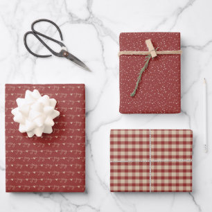 Rustic Country Plaid Boho Christmas Wrapping Paper Sheet