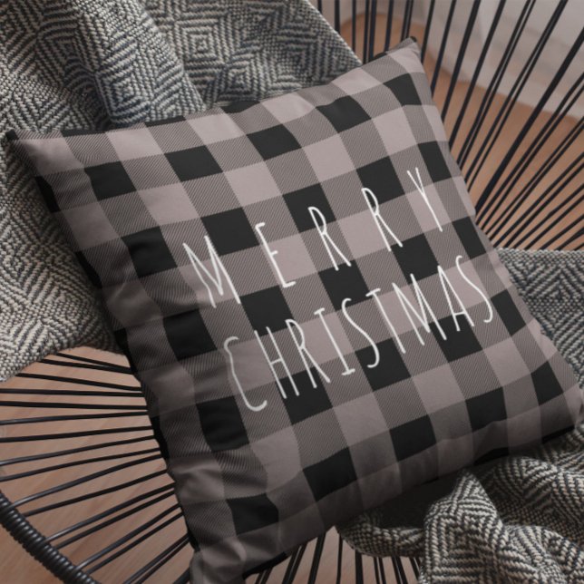 Rustic Country Plaid Merry Christmas Cushion (Creator Uploaded)