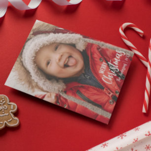 Rustic Country Plaid Merry Christmas Family Photo Holiday Card