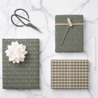 Rustic Country Plaid Snow Christmas Wrapping Paper