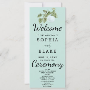 Rustic Country Plant Leaves Green Wedding Program
