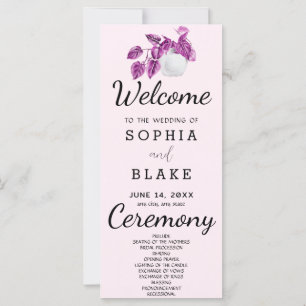 Rustic Country Plant Leaves Purple Wedding Program