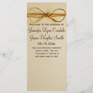 Rustic Country Printed Twine Bow Wedding Program Programme