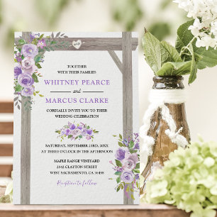 Rustic Country Purple Floral Wedding Pergola Invitation