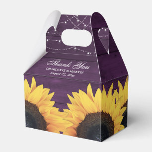 Rustic Country Purple Wood Sunflower Wedding Favour Box