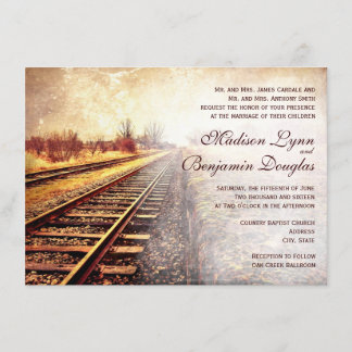 Rustic Country Railroad Tracks Wedding Invitations