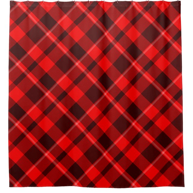 Rustic Country Red Tartan pattern Shower Curtain (Front)